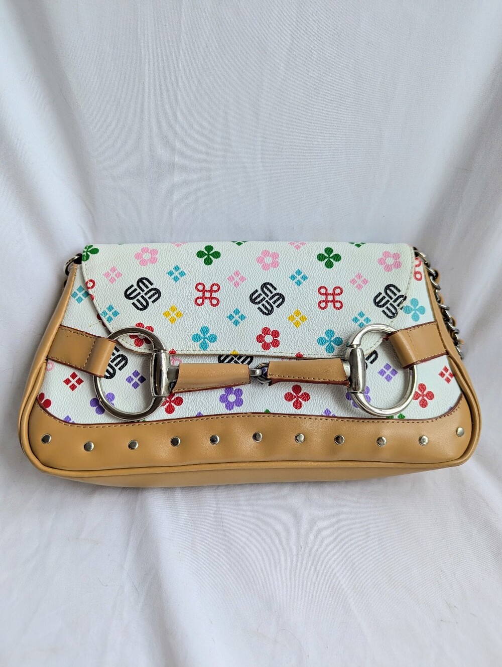 Edourado Mourani Multicolor Monogram Shoulder Bag Y2K Baguette Purse